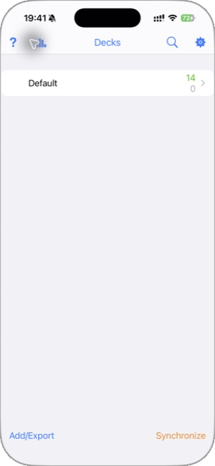 AnkiMobile deck list on iPhone